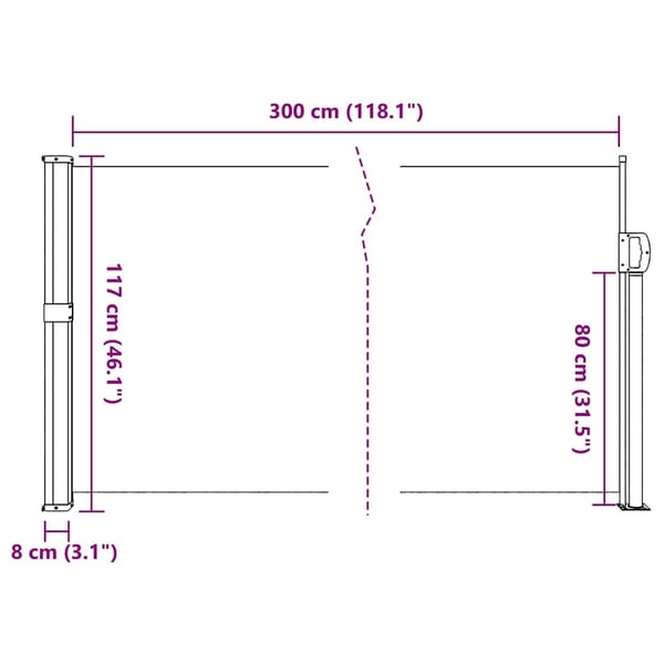 vidaXL Uttrekkbar sidemarkise brun 117x300 cm