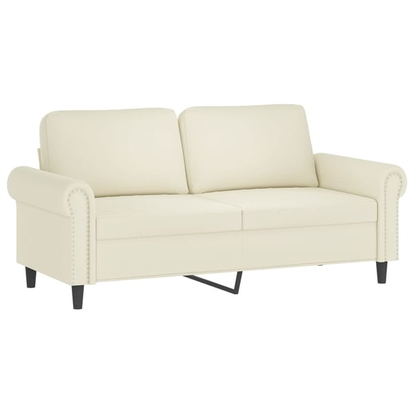 vidaXL 2-sitssoffa med prydnadskuddar gräddvit 140 cm sammet