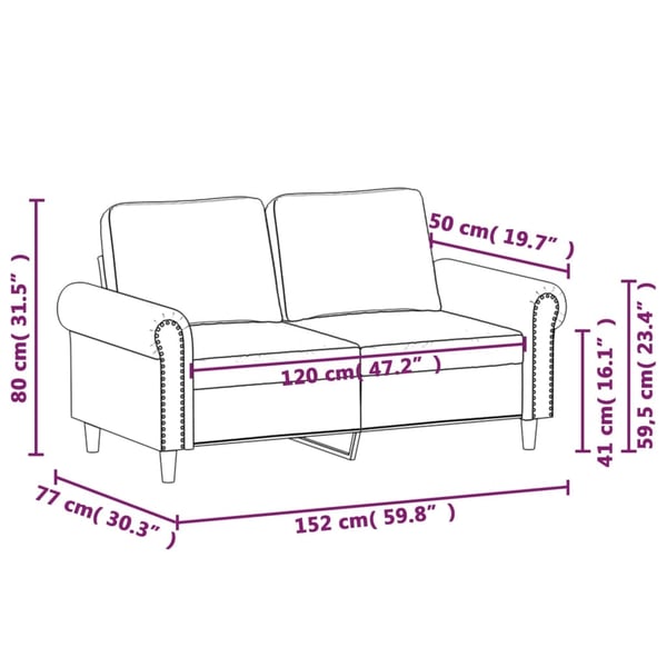 vidaXL 2-sitssoffa blå 120 cm sammet