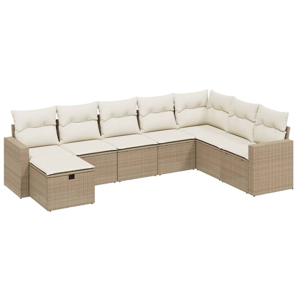 vidaXL sofasæt til haven 8 dele med hynder polyrattan beige