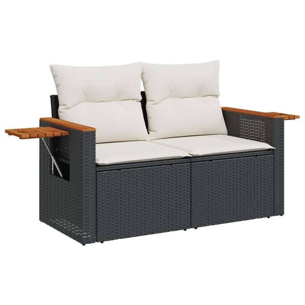 vidaXL Loungegrupp 10 delar med svarta dynor konstrotting