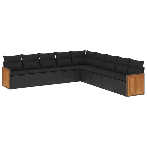vidaXL sofasæt til haven 9 dele med hynder polyrattan sort