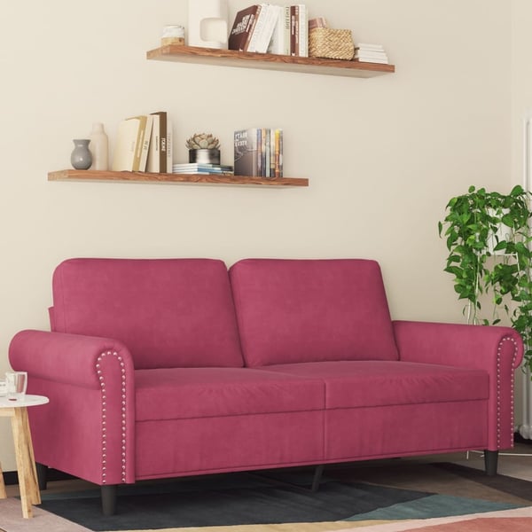 vidaXL 2-sitssoffa vinröd 140 cm sammet