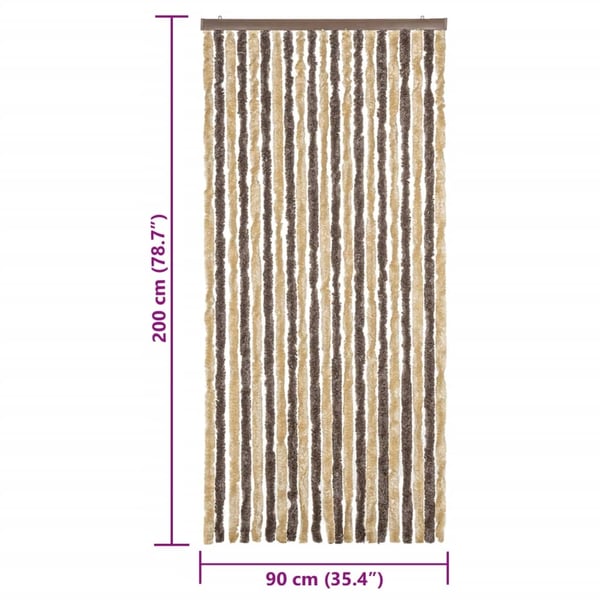 vidaXL Fluegardin mørkebrun og beige 90x200 cm chenille