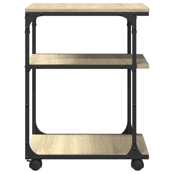 vidaXL printerstativ 43x48x64 cm 3 hylder konstrueret træ sonoma-eg