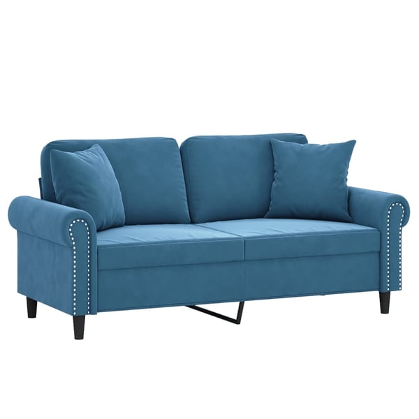 vidaXL 2-personers sofa med pyntepuder 140 cm velour blå