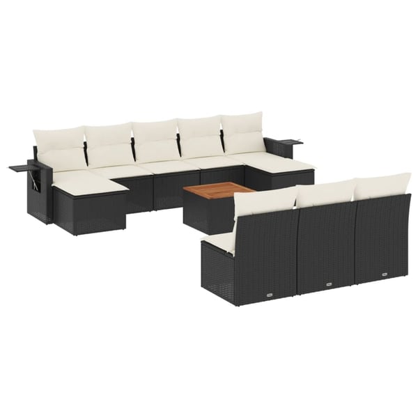 vidaXL sofasæt til haven 11 dele med hynder polyrattan sort