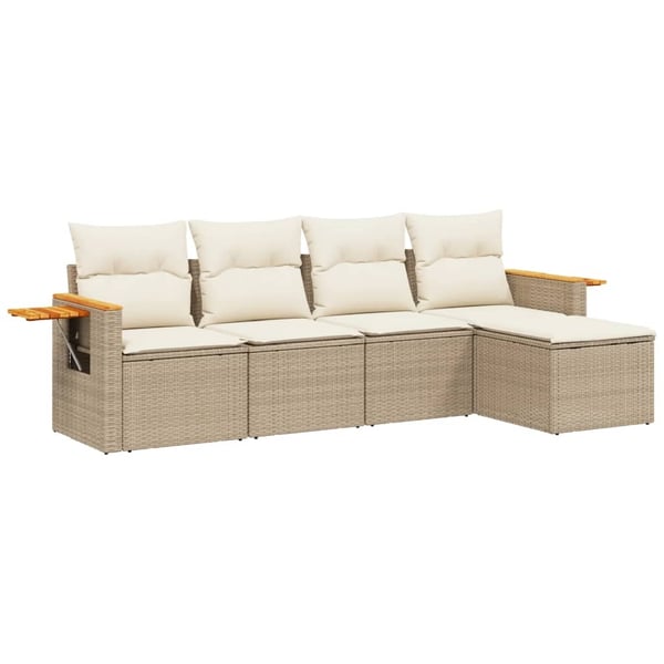 vidaXL sofasæt til haven 5 dele med hynder polyrattan beige