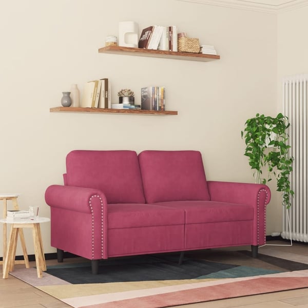 vidaXL 2-personers sofa 120 cm fløjl vinrød