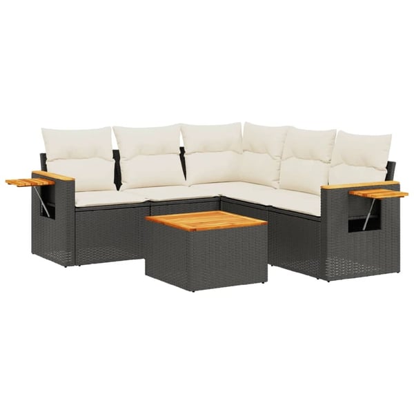 vidaXL Loungegrupp med dynor 6 delar svart konstrotting