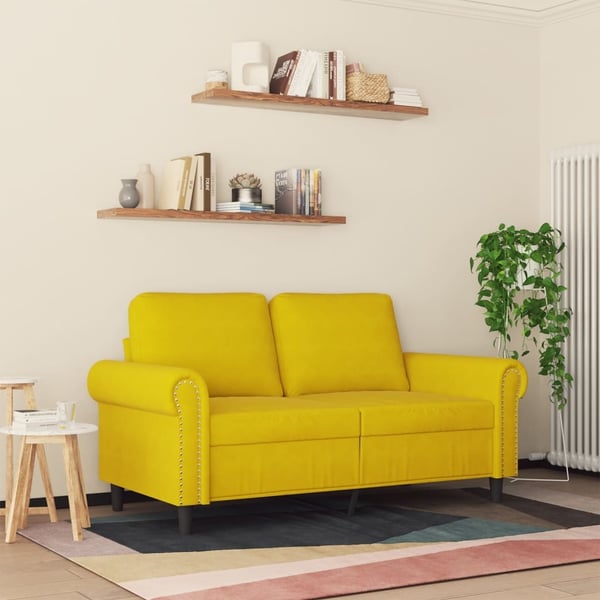 vidaXL 2-sitssoffa gul 120 cm sammet