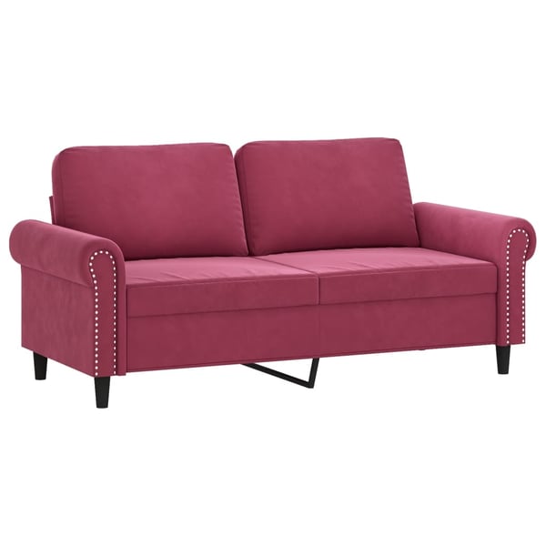 vidaXL sofasæt 2 dele med puder velour vinrød