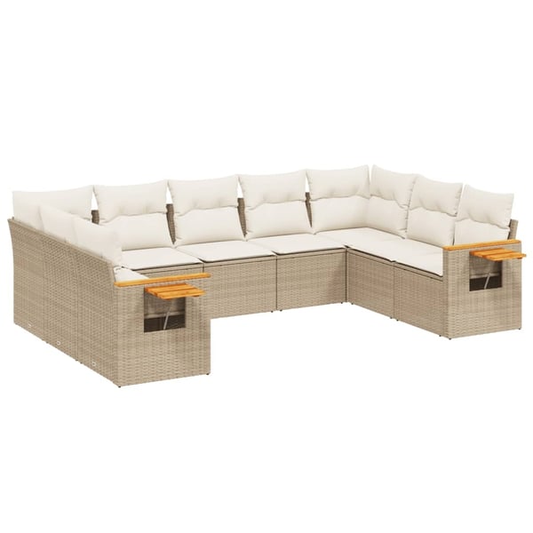 vidaXL sofasæt til haven 9 dele med hynder polyrattan beige