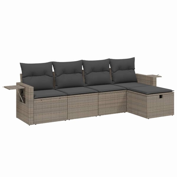 vidaXL sofasæt 5 dele med hynder polyrattan grå