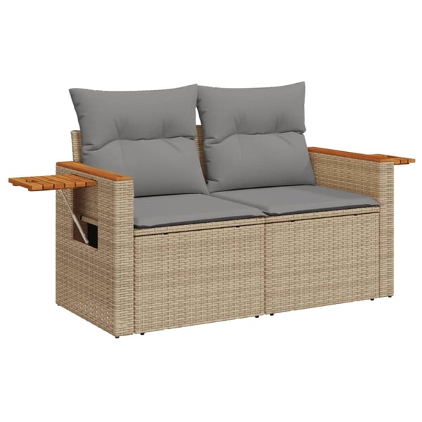vidaXL sofasæt til haven 9 dele med hynder polyrattan beige