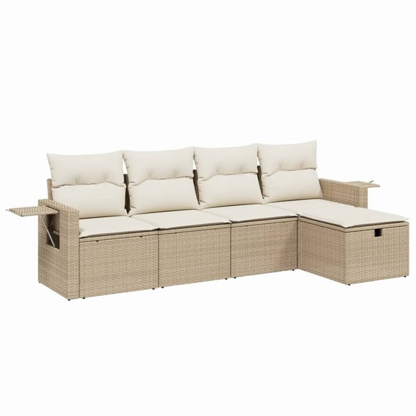 vidaXL sofasæt til haven 5 dele med hynder polyrattan beige