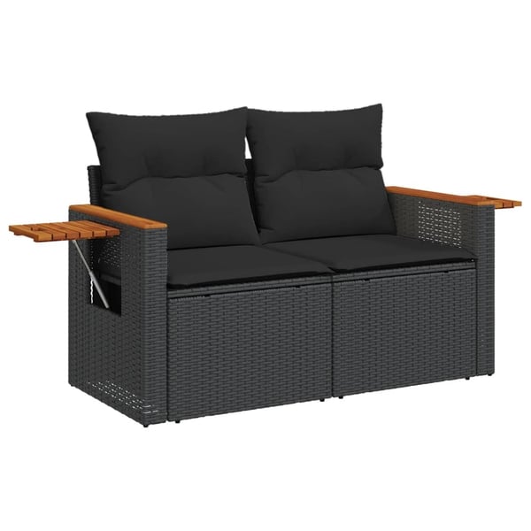 vidaXL Loungegrupp 10 delar med svarta dynor konstrotting