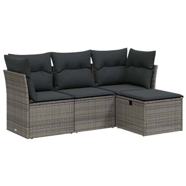 vidaXL sofasæt til haven 4 dele med hynder polyrattan grå