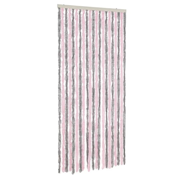 vidaXL flueforhæng 90x220 cm chenille sølvgrå og lyserød