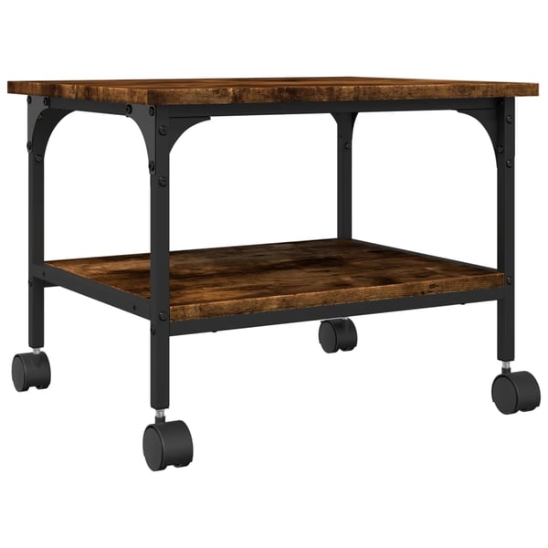 vidaXL printerstativ 50x40x38 cm 2 hylder konstrueret træ røget sonoma