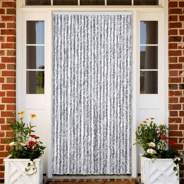vidaXL Fluegardin hvit og grå 100x200 cm chenille