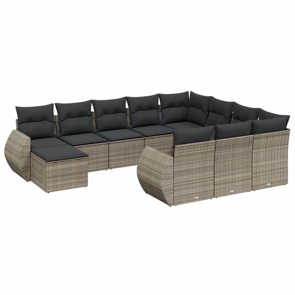 vidaXL loungesæt til haven 11 dele med hynder polyrattan grå