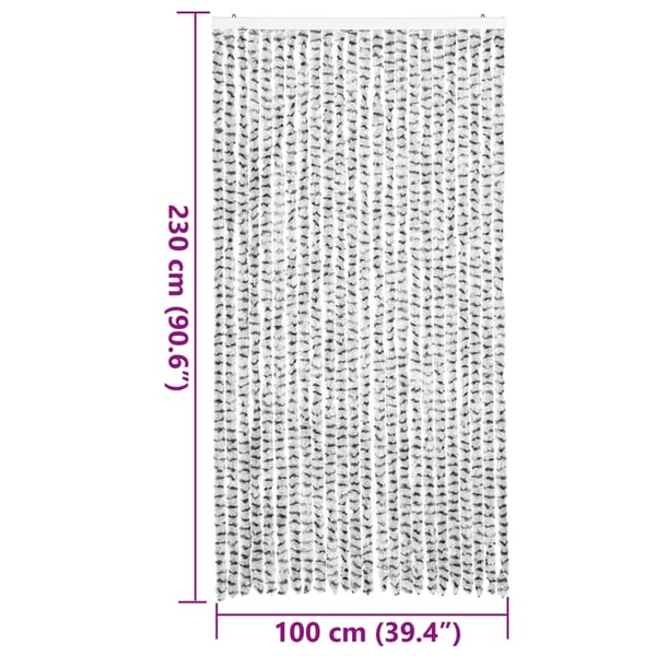 vidaXL flueforhæng 100x230 cm chenille lysegrå og mørkegrå