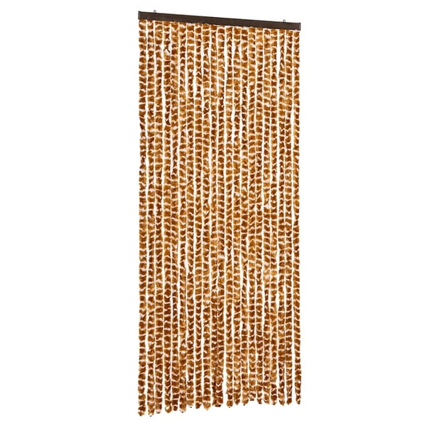 vidaXL flueforhæng 90x200 cm chenille okkergul og hvid