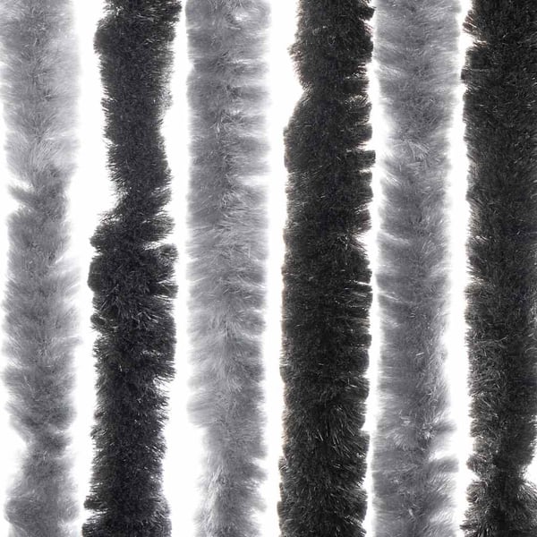 vidaXL flueforhæng 56x185 cm chenille grå og sort