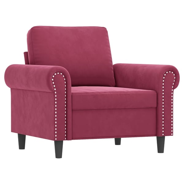 vidaXL sofasæt 3 dele med puder velour vinrød