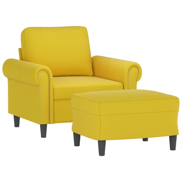 vidaXL sofastol med fodskammel 60 cm velour gul