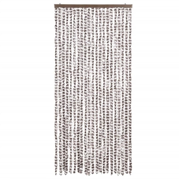 vidaXL flueforhæng 90x200 cm chenille gråbrun og hvid