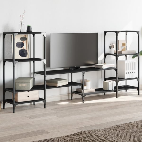 vidaXL TV-benk svart 206,5x28,5x95 cm konstruert tre