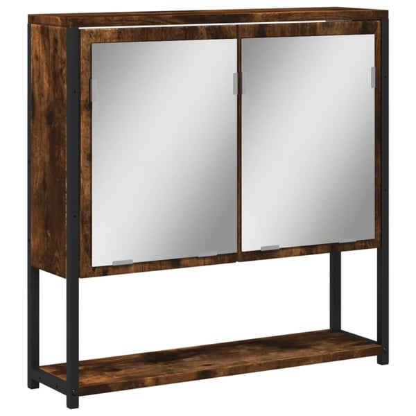 vidaXL badeværelsesskab + spejl 60x16x60 cm konstrueret træ røget eg