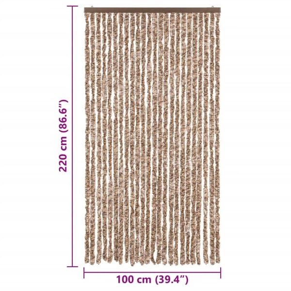 vidaXL Fluegardin beige og mørkebrun 100x220 cm chenille