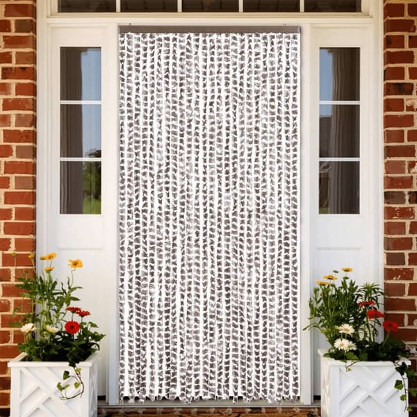 vidaXL Fluegardin gråbrun og hvit 100x230 cm chenille