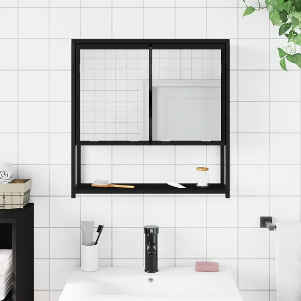 vidaXL badeværelsesskab med spejl 60x16x60 cm konstrueret træ sort