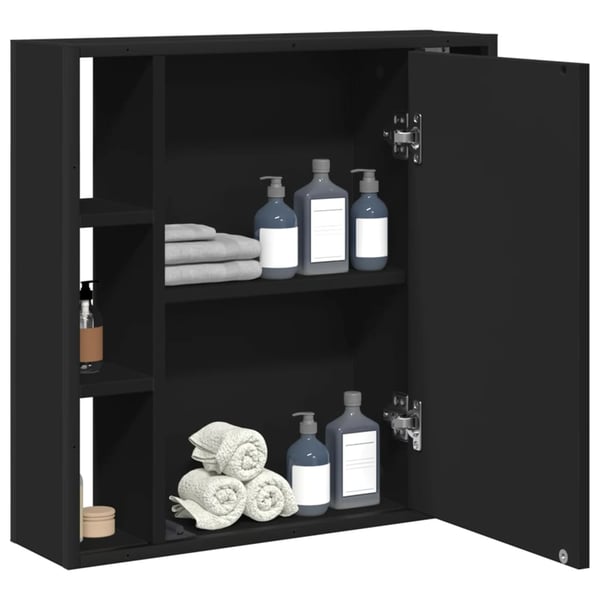 vidaXL badeværelsesskab med spejl 60x16x60 cm konstrueret træ sort