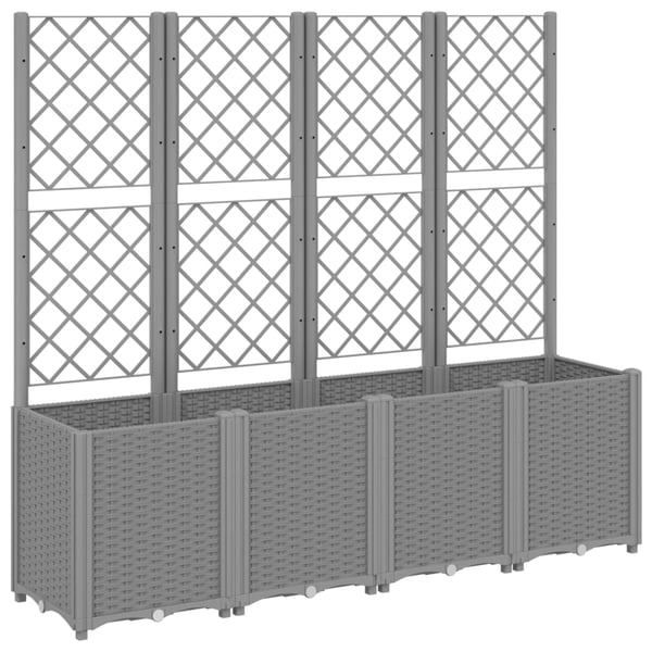 vidaXL Plantekasse med espalier lysegrå 160x40x140 cm PP