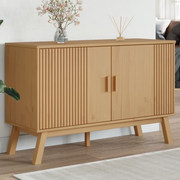 vidaXL Skjenk OLDEN brun 114x43x73,5cm heltre furu