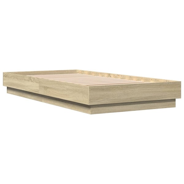 vidaXL Sengeramme med LED-lys sonoma eik 90x190 cm