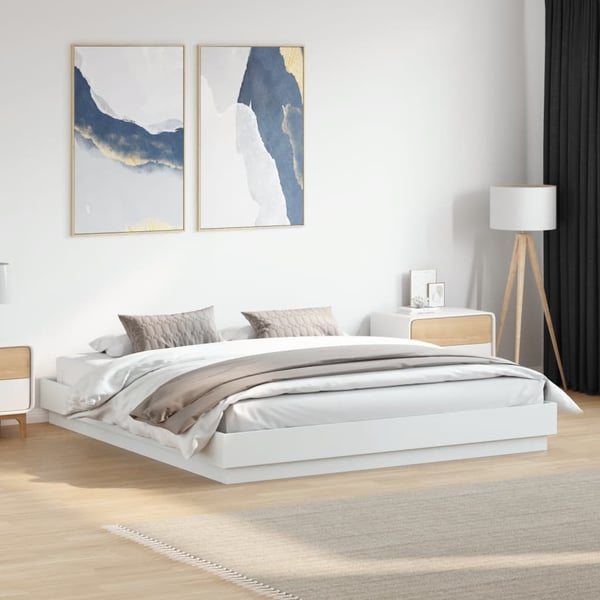 vidaXL Sengeramme med LED-lys hvit 180x200 cm