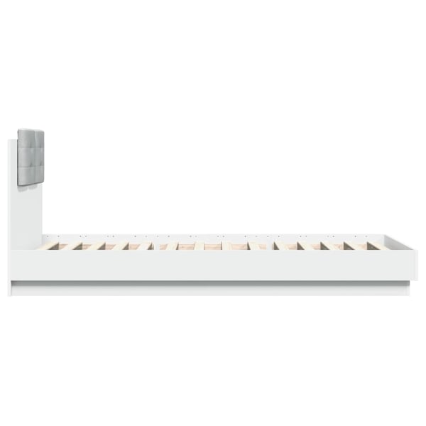 vidaXL Sengeramme med hodegavl og LED-lys hvit 90x200 cm