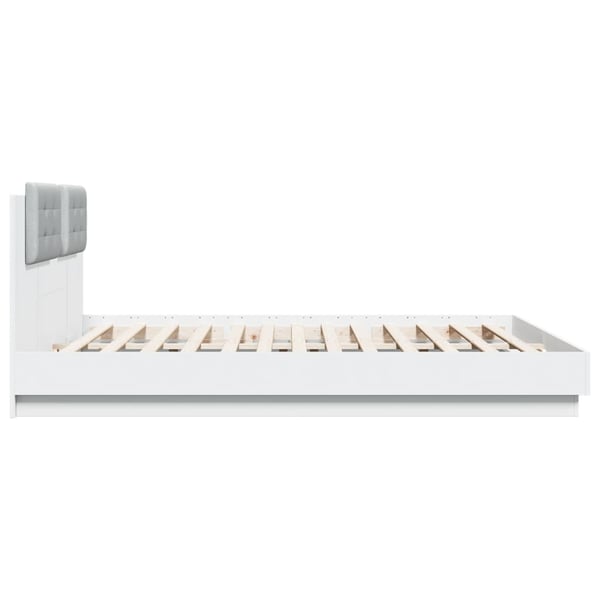 vidaXL Sengeramme med hodegavl og LED-lys hvit 180x200 cm