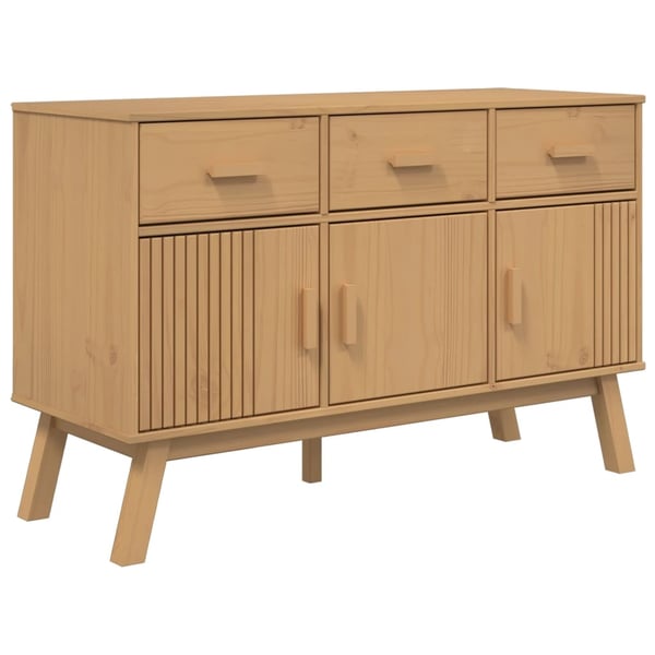 vidaXL Skjenk OLDEN brun 114x43x73,5cm heltre furu