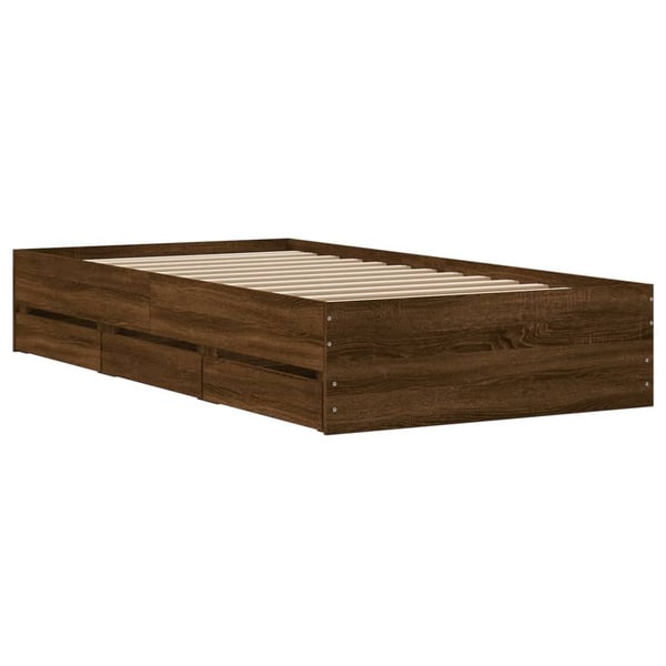 vidaXL Sengeramme med skuffer brun eik 90x200 cm konstruert tre