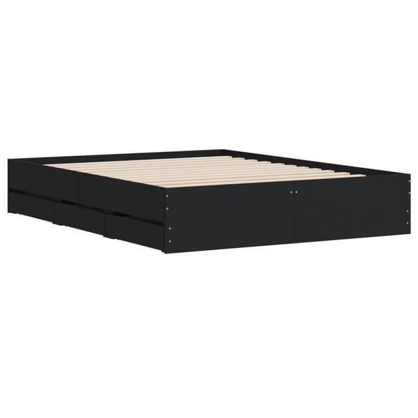 vidaXL Sengeramme med skuffer svart 140x200 cm konstruert tre