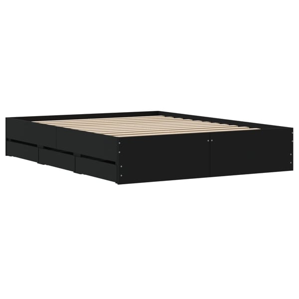 vidaXL Sengeramme med skuffer svart 140x200 cm konstruert tre