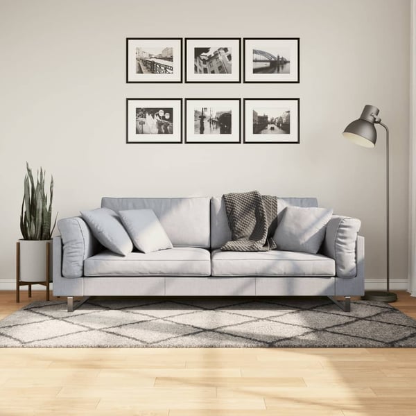 vidaXL shaggy gulvtæppe PAMPLONA 100x200 cm høj luv beige antracitgrå