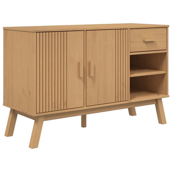 vidaXL Skjenk OLDEN brun 114x43x73,5cm heltre furu